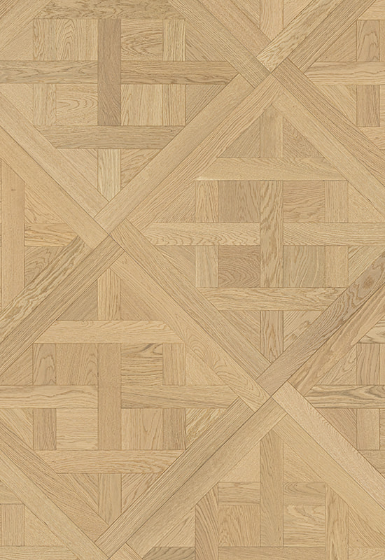 Natural-bílý dubový kartáčovaný design parquet podlahy OA001-9